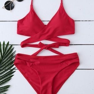 Adorable Red Cut Out Bikini